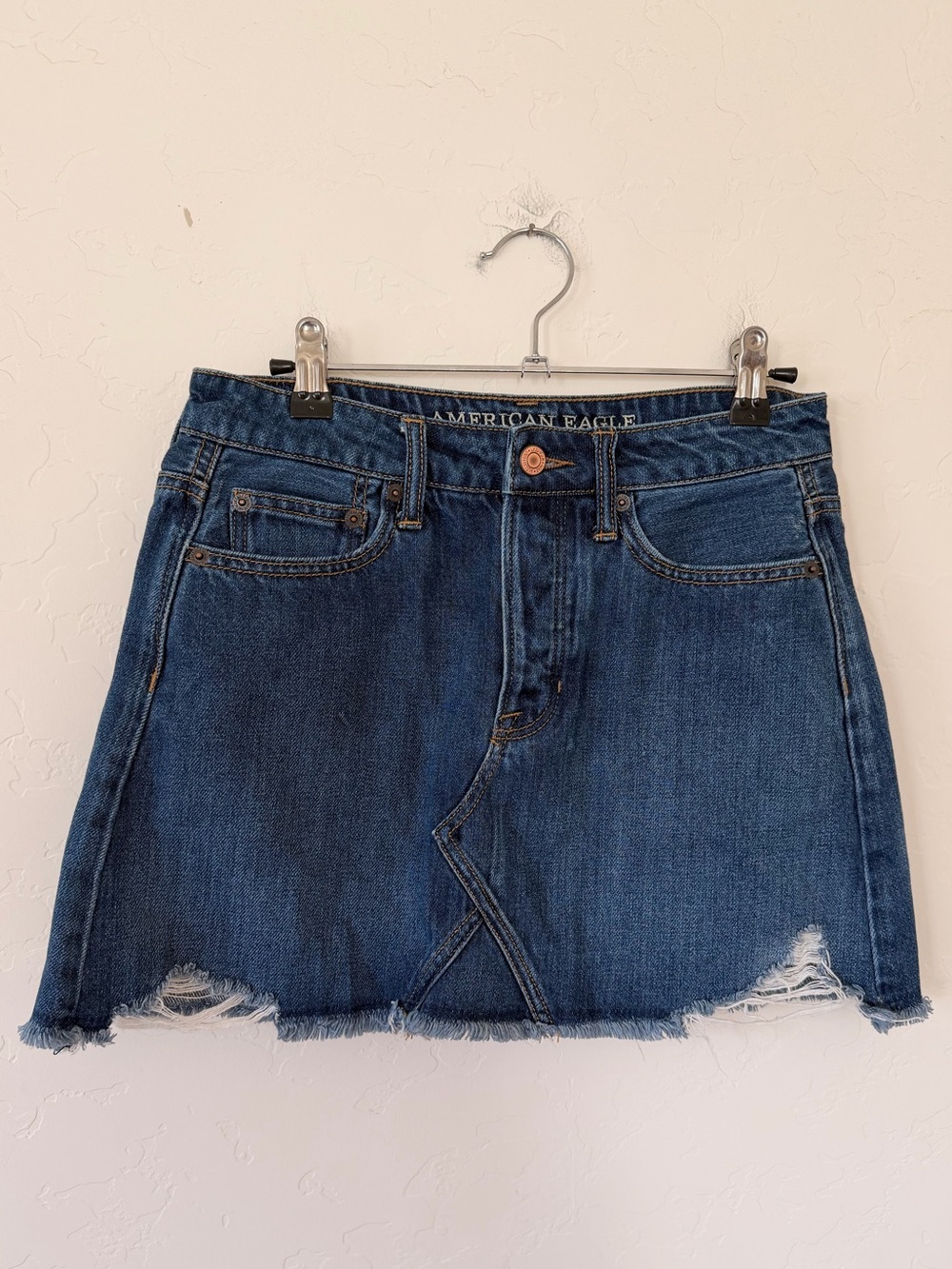 American Eagle Outfitters Blue Distressed Denim Mini Skirt Size 2